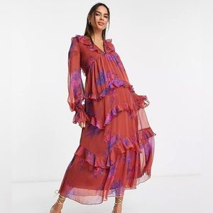 ASOS DESIGN Maternity tiered ruffle midi dress